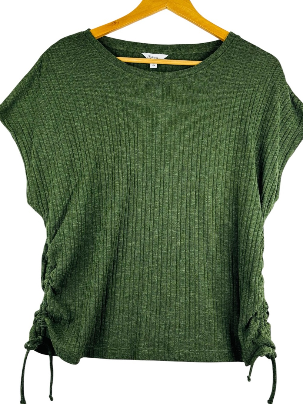 Reitman’s Olive Green Sleeveless Ribbed Cinch Tie Side Top XL